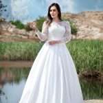 Satin Ball Gown Wedding Dress with Long Sleeves 30027
