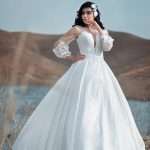 Satin Ball Gown Wedding Dress with Long Sleeves 30028